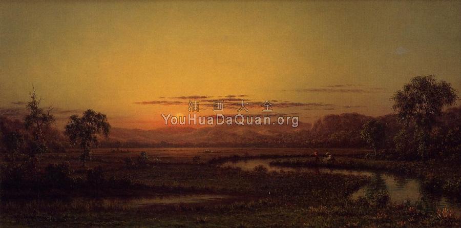 Two Fishermen in the Marsh, at Sunset - 马丁·约翰逊·赫德